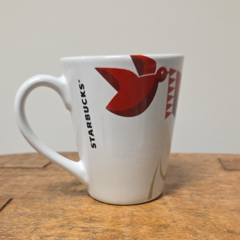 Starbucks 2012 Christmas Fox & Bird Coffee Cup Mug, 12 Oz